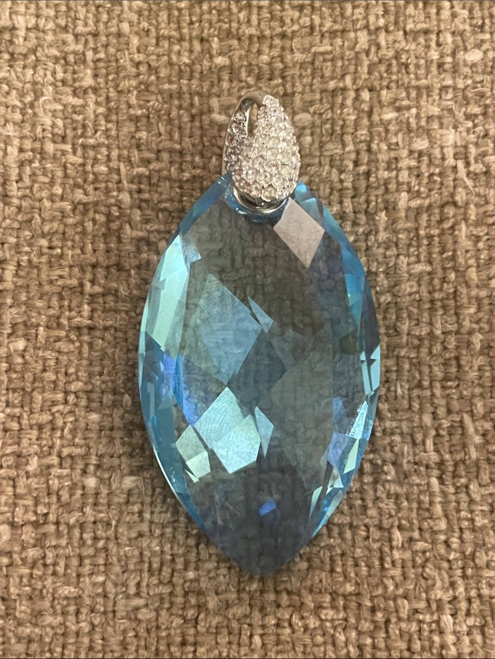 Swarovski Teardrop Aquamarine Crystal Pendant